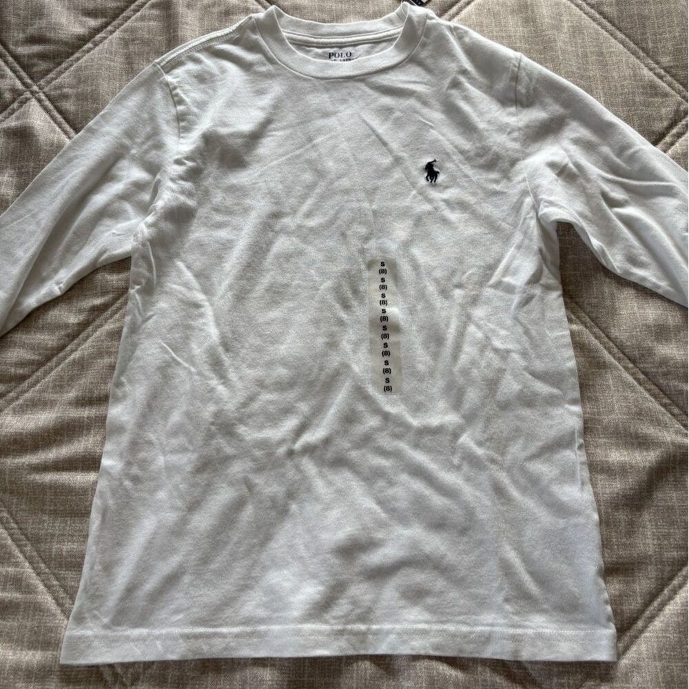 Polo Ralph Lauren: Boys White Long Sleeve Shirt, Size S/P (8) - Unused, NWT